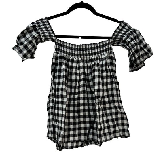 NWT Rails Size L Isabelle Off The Shoulder Top Black Gingham MSRP $138 - Picture 3 of 12